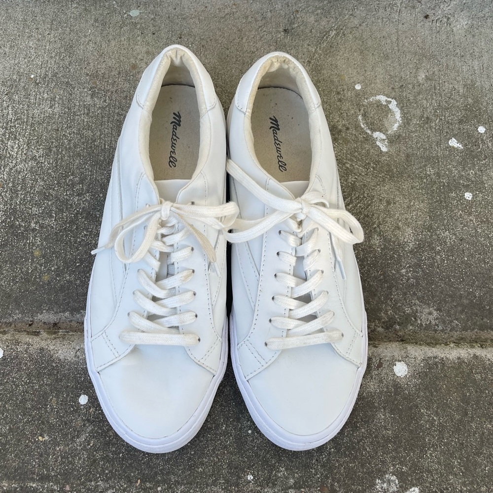Madewell sidewalk low top sneakers white leather size 10 - Picture 2 of 10